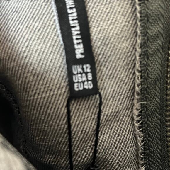 Pretty Little Thing Washed Gray Dip Hem Bust Cup Denim Corset 8 - Picture 7 of 9